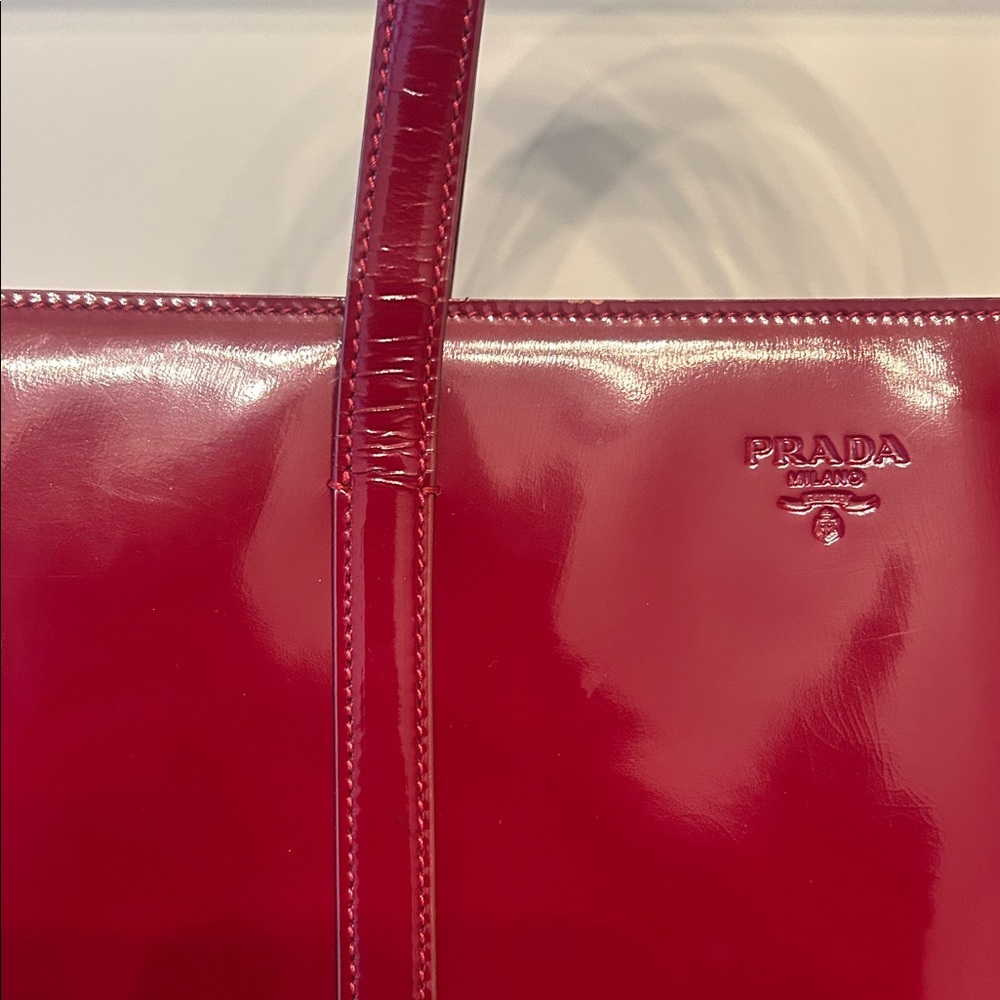Prada Patent Leather Cherry Tote Bag - Picture 10 of 12